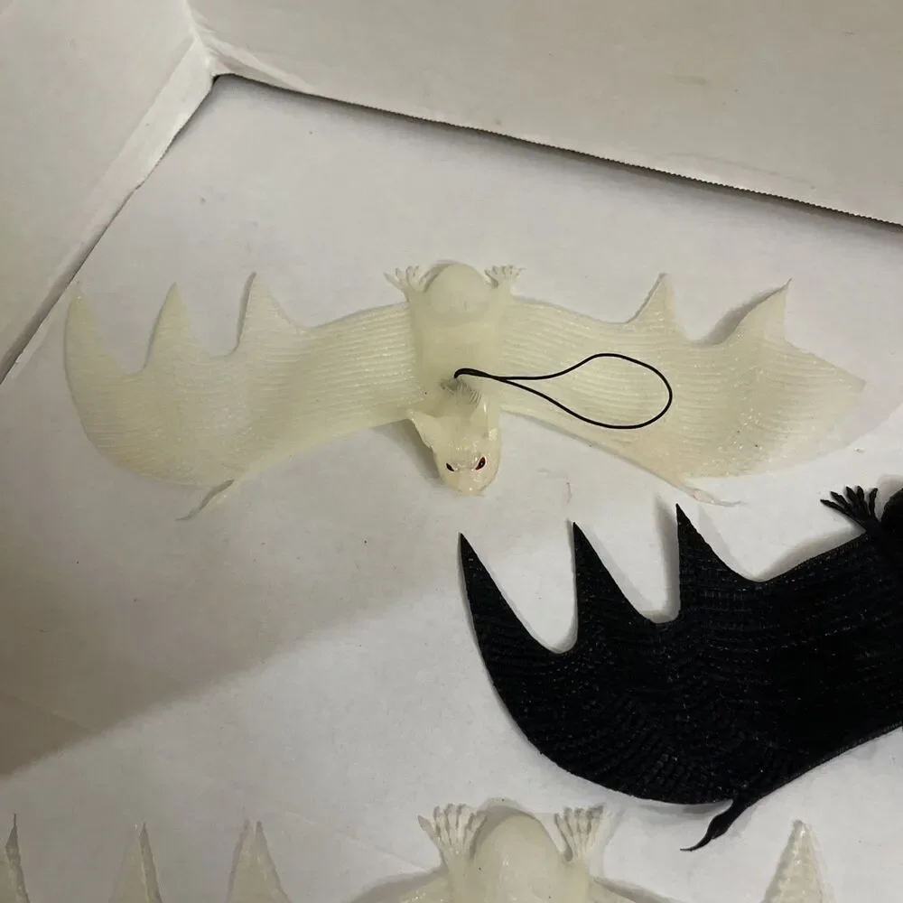 3 Vintage Halloween Rubber Hanging Bats 2 Glow In The Dark 1 Black